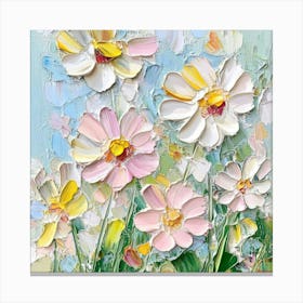 Beautiful Small Oil Painting Of Stick Flowers Canvas Print