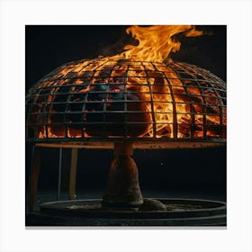 Fire In A Fireplace Canvas Print