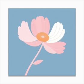 A White And Pink Flower In Minimalist Style Square Composition 418 Canvas Print