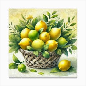 Watercolor's Basket Full Of Lemons 2 Lienzo