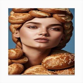 Woman With Buns On Her Head Canvas Print