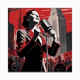 Woman Holding A Microphone Canvas Print