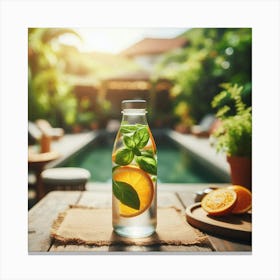 Water Bottle With Lemon And Mint 1 Canvas Print