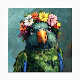 Parrot In Flower Crown 1 Leinwandbild