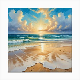 Sunset On The Beach Paintings Art Print 7 Canvas Print