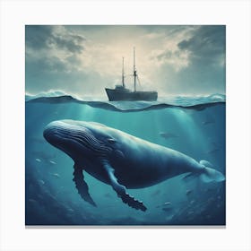 Whale And Ship Canvas Print