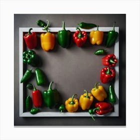 Peppers In A Frame 17 Canvas Print