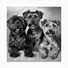 Three Terriers Art Canvas Print