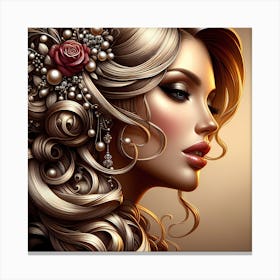 Beautiful Woman With Long Hair Canvas Print