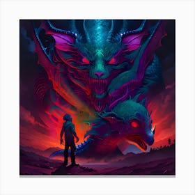 Dragons And A Man Canvas Print