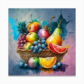 A basket full of fresh and delicious fruits and vegetables 3 Canvas Print
