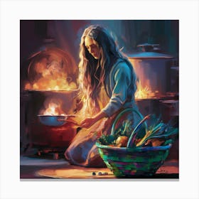 Girl Cooks 1 Canvas Print