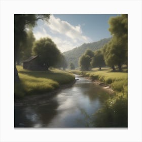 Stream In The Woods 40 Canvas Print