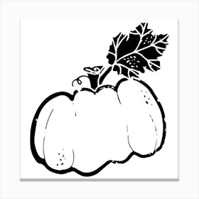 Pumpkin. Ink texture doodle. Black and white illustration, Bauhaus Canvas Print