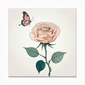 Rose And Butterfly 1 Canvas Print