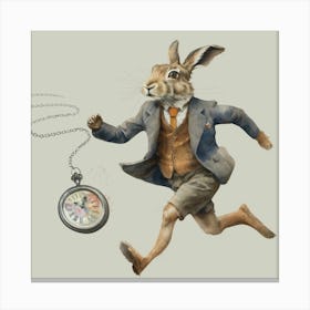 Watercolour Hare Always Late Canvas Print