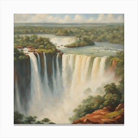 Iguazu Falls#2 vintage oil painting style Canvas Print
