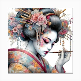 Japan Traditional Geisha Illustration By Ad 131 Canvas Print