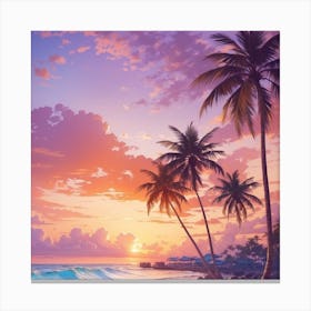 Sunset At The Beach 1 Canvas Print