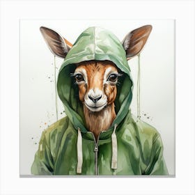 Watercolour Cartoon Springbok In A Hoodie 2 Canvas Print