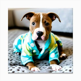 A Cute Pitbull Puppy In Pajamas 2 Canvas Print