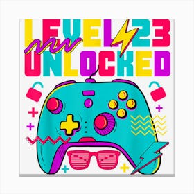 23 Years Old Gamer Men Level 23 Unlocked Gamer 23rd Birthday Canvas Print