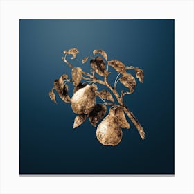 Gold Botanical Wild European Pear on Dusk Blue n.0234 Canvas Print