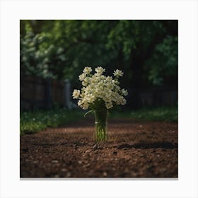 White Flowers In A Vase 1 Canvas Print