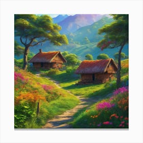 Cottages In The Countryside Canvas Print