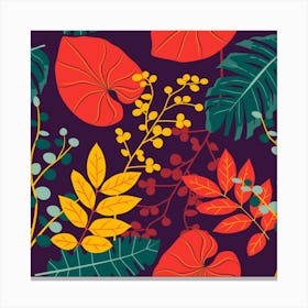 Autumn Leaves Seamless Pattern Canvas Print