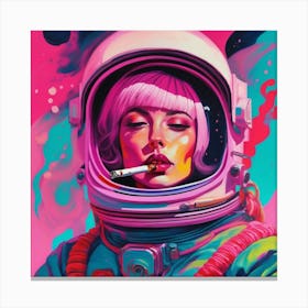 Astronaut lady smoking a blunt Canvas Print