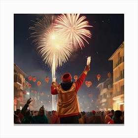Chinese New Year Fireworks Canvas Print