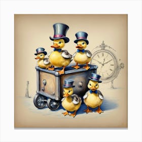 Ducks In Hats 1 Canvas Print