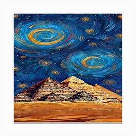 Starry Night Over Pyramids Van Gogh Canvas Print