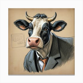 Cow In Business Suit 2 Canvas Print