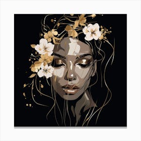 Gold Flower Girl Canvas Print