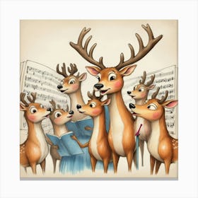 Reindeer Choir Canvas Print