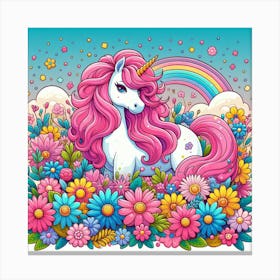 Unicorn In The Meadow 2 Canvas Print