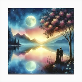 Couple By The Lake 1 Canvas Print