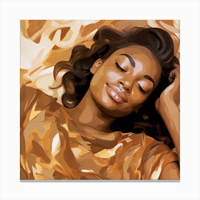 Beautiful African American Woman Sleeping Canvas Print