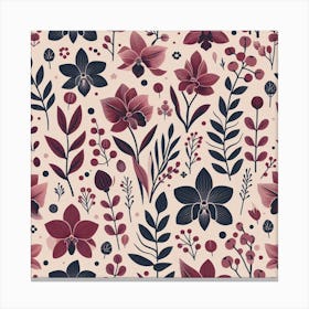 Scandinavian style,Pattern with burgundy Orchid flowers 1 Canvas Print