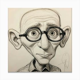 Caricature Of A Man With Glasses Canvas Print