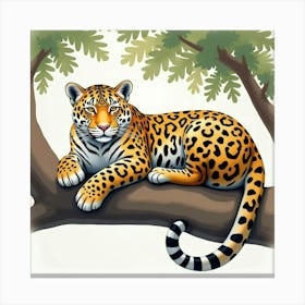 Jaguar On A Tree Canvas Print