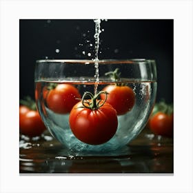 Water Splashing Tomatoes Canvas Print