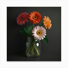 Gerberas In A Vase Canvas Print