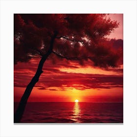 Sunset With A Tree 6 Canvas Print