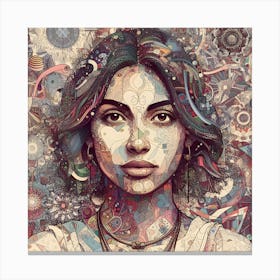 Woman With A Colorful Background Canvas Print