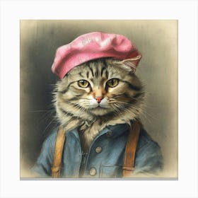 Cat In A Pink Hat Canvas Print