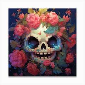 Skull With Roses 1 Canvas Print