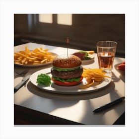 Burger And Fries 15 Canvas Print